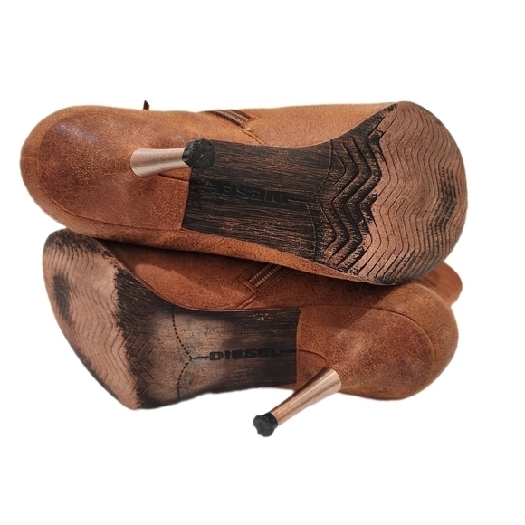 DIESEL Firetip  Stiletto Suede Leather Ankle Boot, Carmel Brown, US Women's 8 - Picture 2 of 7